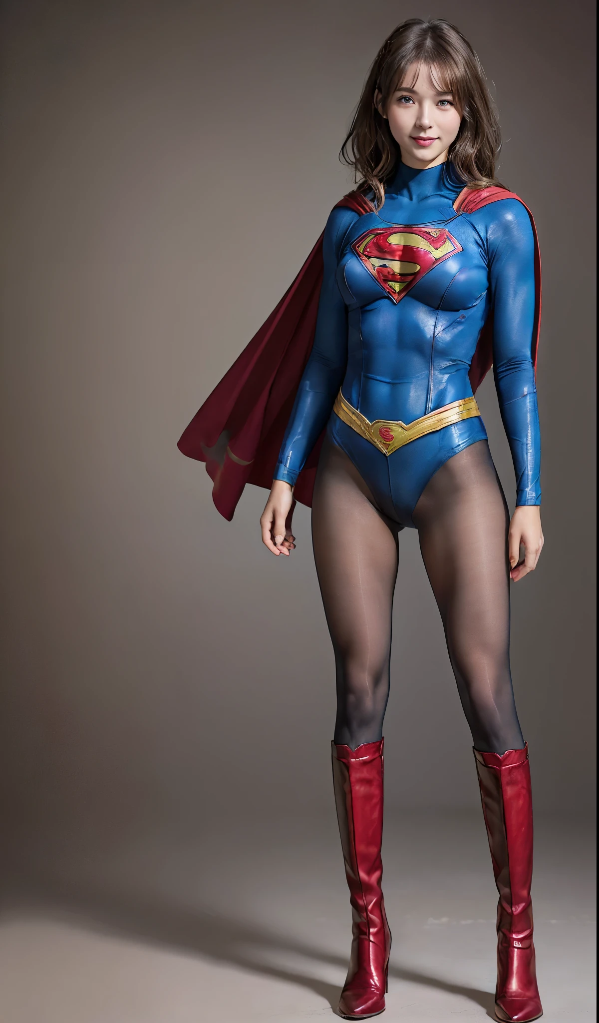 No background、(((Beautiful legs in black tights.)))、(((Legally express the beauty of your smile)))、((((Make the most of your original images)))、(((体にぴったりフィットするSupergirl Costume)))、(((Supergirl Costume)))、(((Beautiful hairstyle)))、(((She is winking cutely.)))、(((Please wear black tights....、Wear red boots)))、((Best image quality、8k))、((highest quality、8k、masterpiece:1.3))、(((Preserve background )))、Sharp focus:1.2、Beautiful woman with perfect figure:1.4、Slim Abs:1.2、Wet body:1.5、Highly detailed face and skin texture、8k