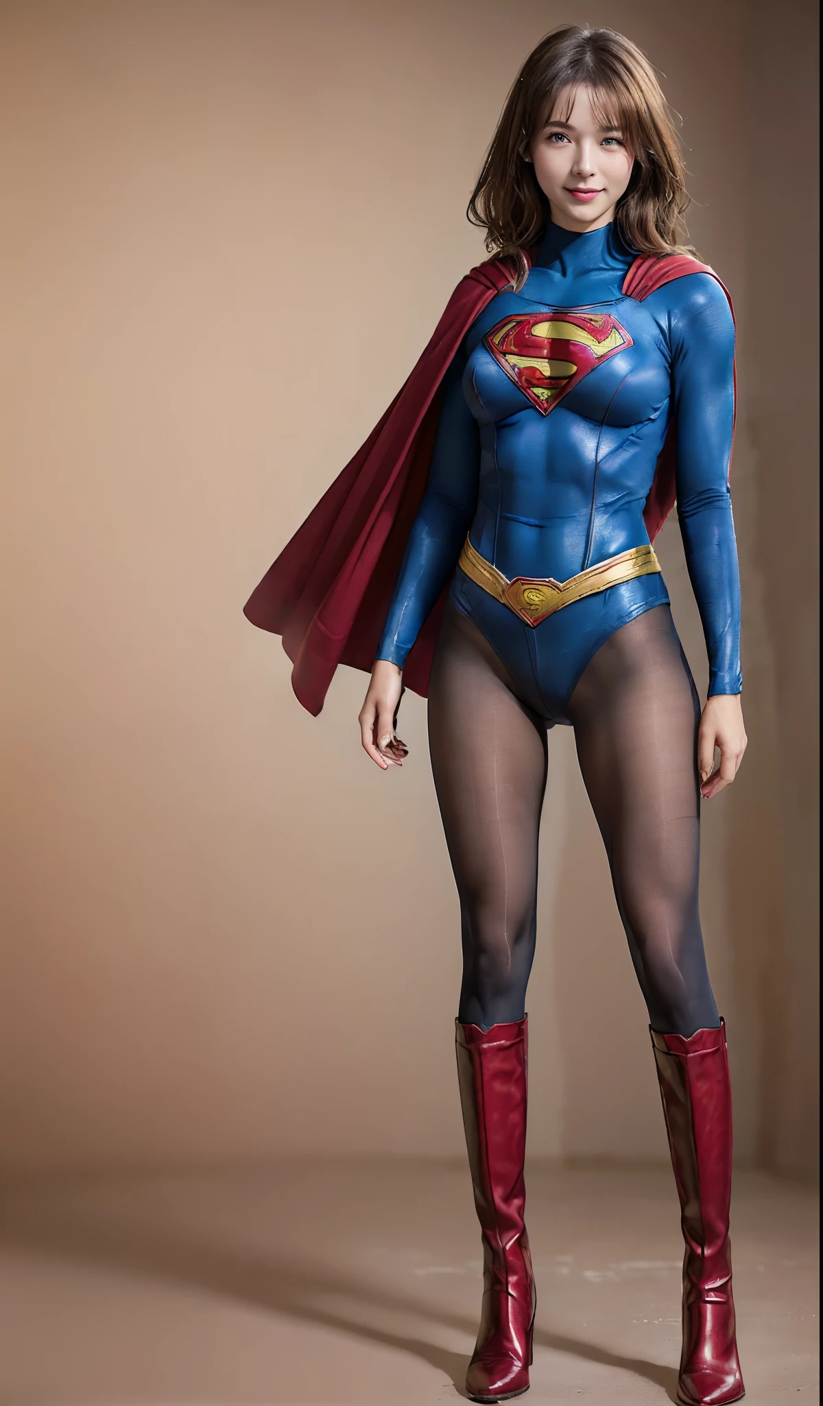 No background、(((Beautiful legs in black tights.)))、(((Legally express the beauty of your smile)))、((((Make the most of your original images)))、(((体にぴったりフィットするSupergirl Costume)))、(((Supergirl Costume)))、(((Beautiful hairstyle)))、(((She is winking cutely.)))、(((Please wear black tights....、Wear red boots)))、((Best image quality、8k))、((highest quality、8k、masterpiece:1.3))、(((Preserve background )))、Sharp focus:1.2、Beautiful woman with perfect figure:1.4、Slim Abs:1.2、Wet body:1.5、Highly detailed face and skin texture、8k