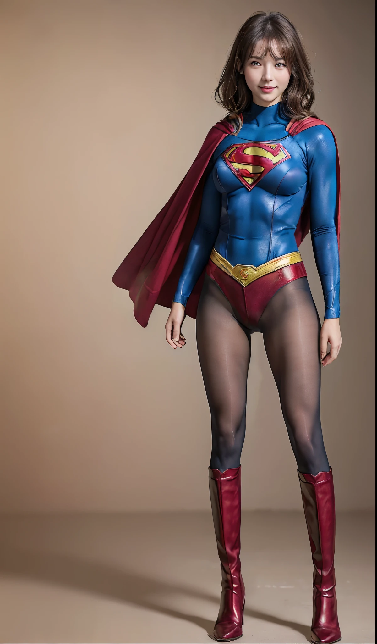 No background、(((Beautiful legs in black tights.)))、(((Legally express the beauty of your smile)))、((((Make the most of your original images)))、(((体にぴったりフィットするSupergirl Costume)))、(((Supergirl Costume)))、(((Beautiful hairstyle)))、(((She is winking cutely.)))、(((Please wear black tights....、Wear red boots)))、((Best image quality、8k))、((highest quality、8k、masterpiece:1.3))、(((Preserve background )))、Sharp focus:1.2、Beautiful woman with perfect figure:1.4、Slim Abs:1.2、Wet body:1.5、Highly detailed face and skin texture、8k