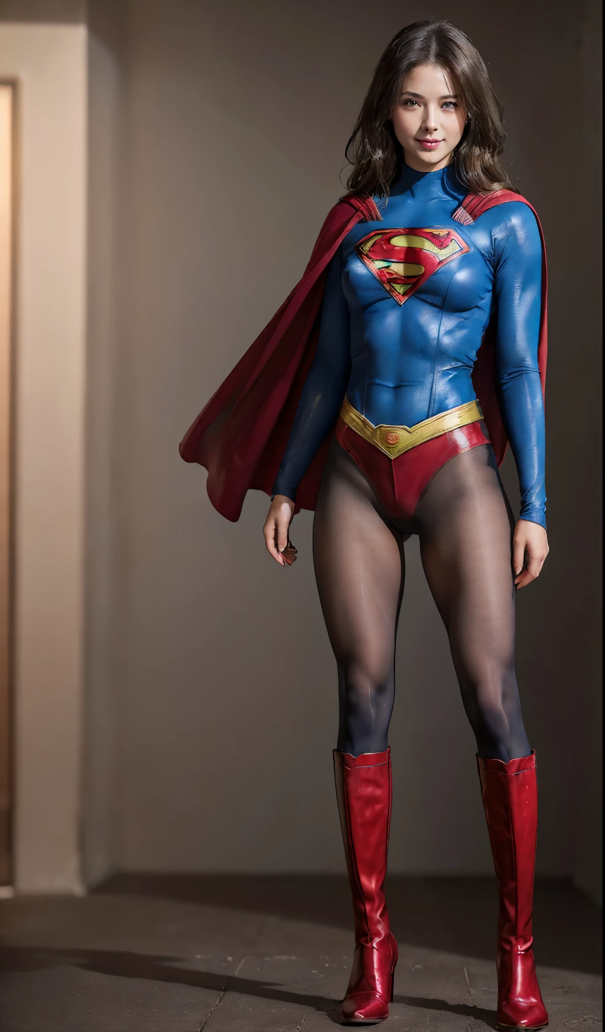 No background、(((Beautiful legs in black tights.)))、(((Legally express the beauty of your smile)))、((((Make the most of your original images)))、(((体にぴったりフィットするSupergirl Costume)))、(((Supergirl Costume)))、(((Beautiful hairstyle)))、(((She is winking cutely.)))、(((Please wear black tights....、Wear red boots)))、((Best image quality、8k))、((highest quality、8k、masterpiece:1.3))、(((Preserve background )))、Sharp focus:1.2、Beautiful woman with perfect figure:1.4、Slim Abs:1.2、Wet body:1.5、Highly detailed face and skin texture、8k