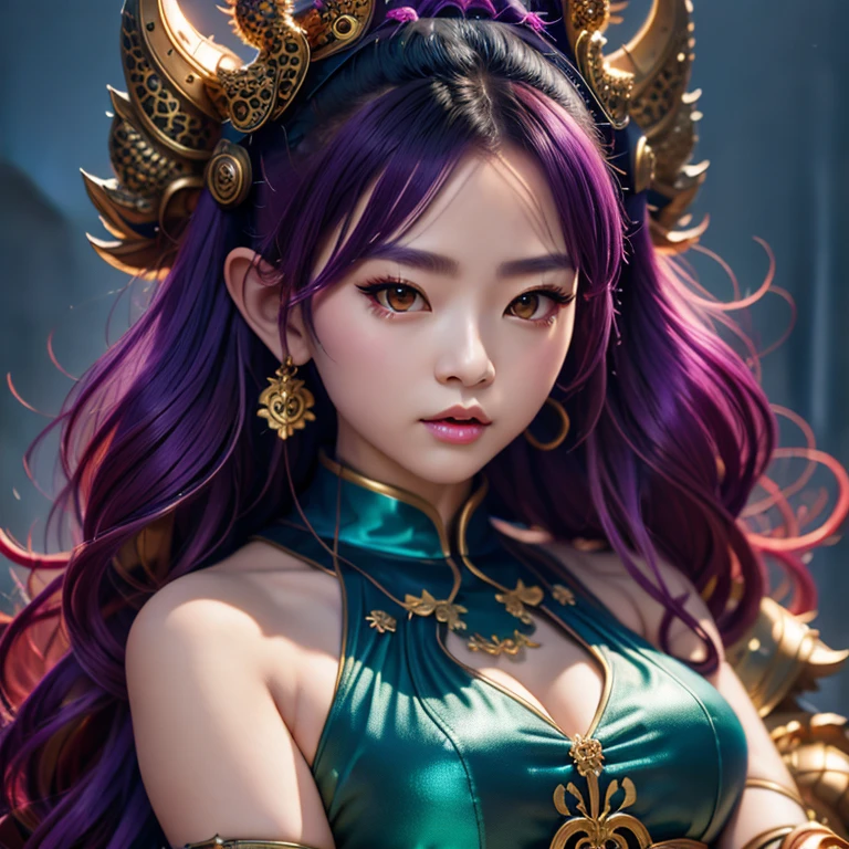 a close up of a nezha with purple hair wearing a leopard print outfit, artwork in the style of guweiz, detailed digital anime art, 8 k high quality detailed art, fanart best artstation, 2. 5 d cgi anime fantasy artwork, 4 k detail fantasy, portrait knights of zodiac girl, fantasy art style, hyperdetailed fantasy character, 8k portrait render(masterpiece, best quality:1.2), 1girl, solo,anime art of a woman with red hair and a bird in her hand, nezha, fine details. anime. tentacles, queen of the sea mu yanling, inspired by Pu Hua, korean art nouveau anime, onmyoji portrait, nezha : birth of the demon , detailed fanart, anime art nouveau, akira from chinese mythology