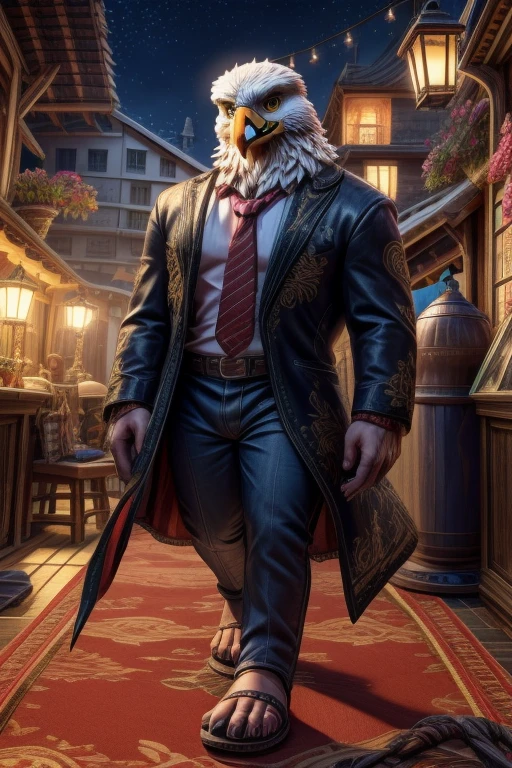 Barefoot furry character, full body, furry boy.
Eagle, denim pants, black walking sandals, nice feet paws
BREAK, detailed background, 8K, (masterpiece), intricate details, highly detailed, extreme detail, best quality, highres, (detailed face), nice face, ((full_body)), UHD, ((perfect hands)), ((clean anime))