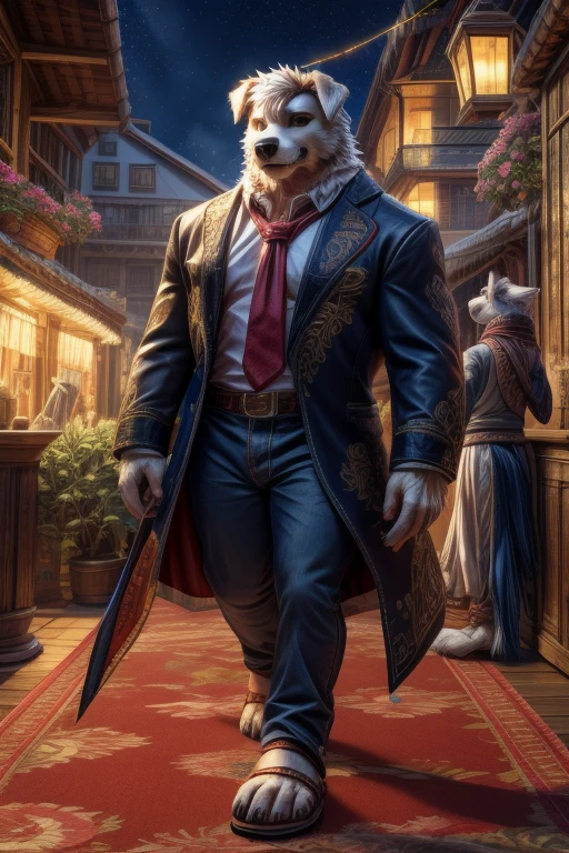 Barefoot furry character, full body, furry boy.
dog, denim pants, black walking sandals, nice feet paws
BREAK, detailed background, 8K, (masterpiece), intricate details, highly detailed, extreme detail, best quality, highres, (detailed face), nice face, ((full_body)), UHD, ((perfect hands)), ((clean anime))