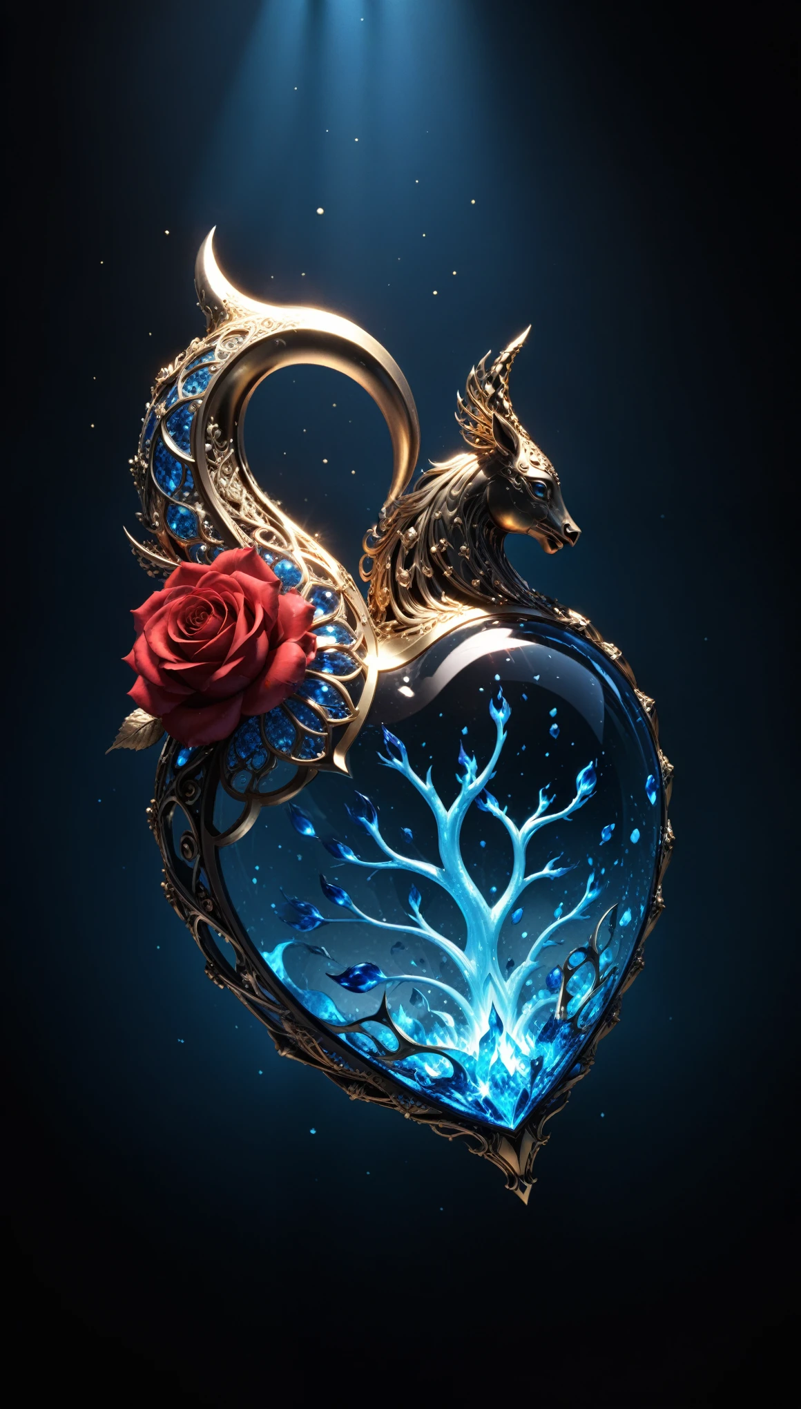in style of John Bauer,in style of Karol Bak,
conceptual design of the transparent glass human heart (organ),(blue fire heart (organ) closeup:1.4),(Flexible Polyhedron:1.3),(Rose Quartz:1.3),(blue fire draws lines:1.6),
(the red crescent moon background:1.4),sharp,sharp image,(insanely detailed and intricate, hypermaximalist, elegant, ornate, hyper realistic, super detailed:1.1),extremely detailed,Amazing resolution,8k,Ray Tracing,masterpiece,Particle Effects,Beautiful Effects,
BREAK
(darkness:1.4),(extreme shadows:1.4),(Best Shadow:1.4),dark atmosphere,
