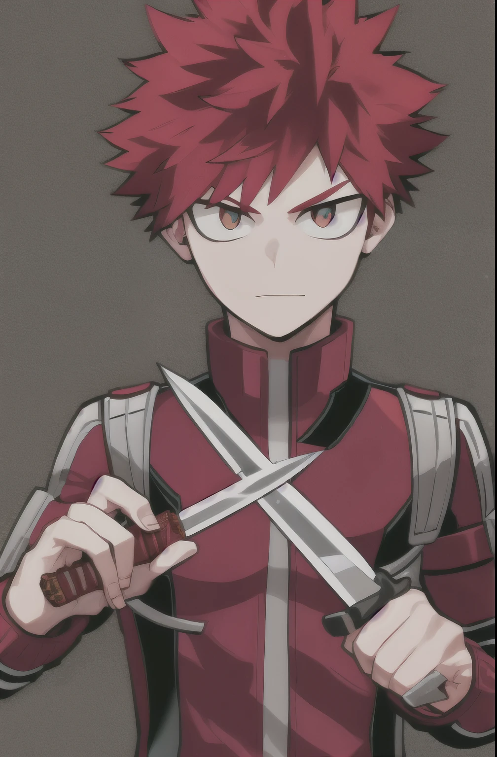 Red haired boy holding knife boku no hero academia