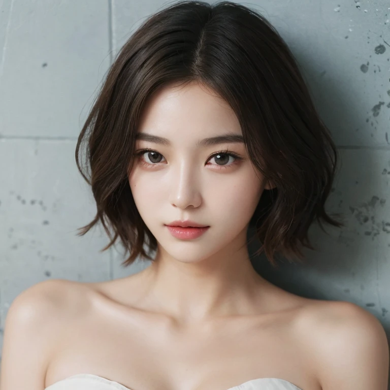 nsfw, masterpiece、The highest image quality、high quality、Beautiful Women、Japanese、Popular Korean Makeup、detailed、Swollen eyes、A detailed eye、Detailed skin、Beautiful skins、超A high resolution、(Reality:1.4)、very extremely beautiful、Slightly younger face、Beautiful skins、thin-waist、(A hyper-realistic)、(illustration)、(high resolution)、(8K)、(highly detailed), (The best illustrations)、(beautifully detailed eyes)、(ultra details)、(wall-paper)、(Detailed face)、looking at the viewers、fine detailed、 A detailed face、pureerosfaceace_v1、a smile、Looking straight ahead、photos realistic、Bright lighting、professional lighting、Colorful hair color、(((very_short_hair)))、brightly lit room、painterly、picture frame, (sleep thin sexy clothes), (naked:1)