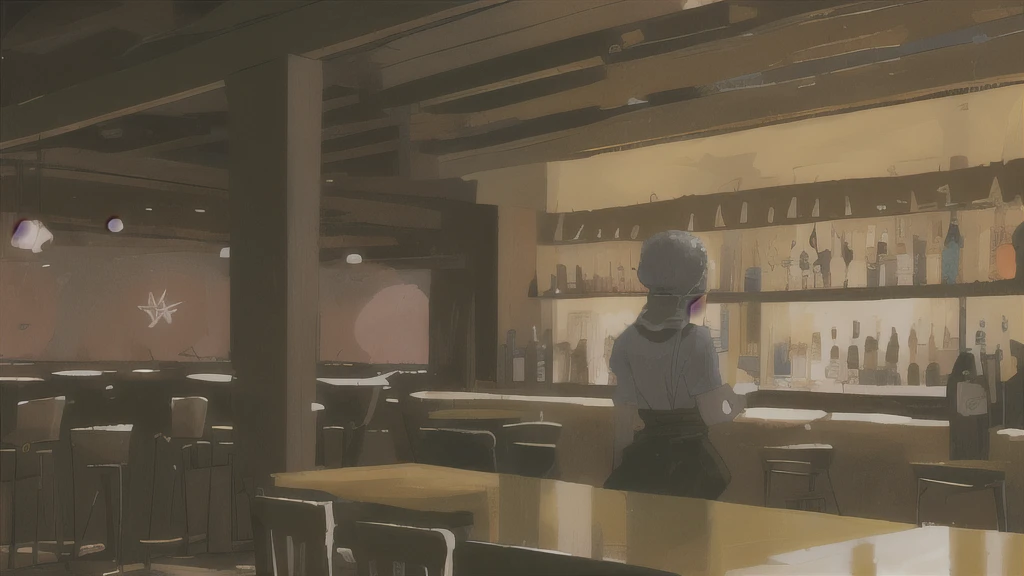Obra de Arte, Melhor qualidade, Ultra-detalhado, illustration of a bar. Obra de Arte, Melhor qualidade, Ultra-detalhado, raposa, bonina braid hairstyle, orelhas de raposa estilo sakura