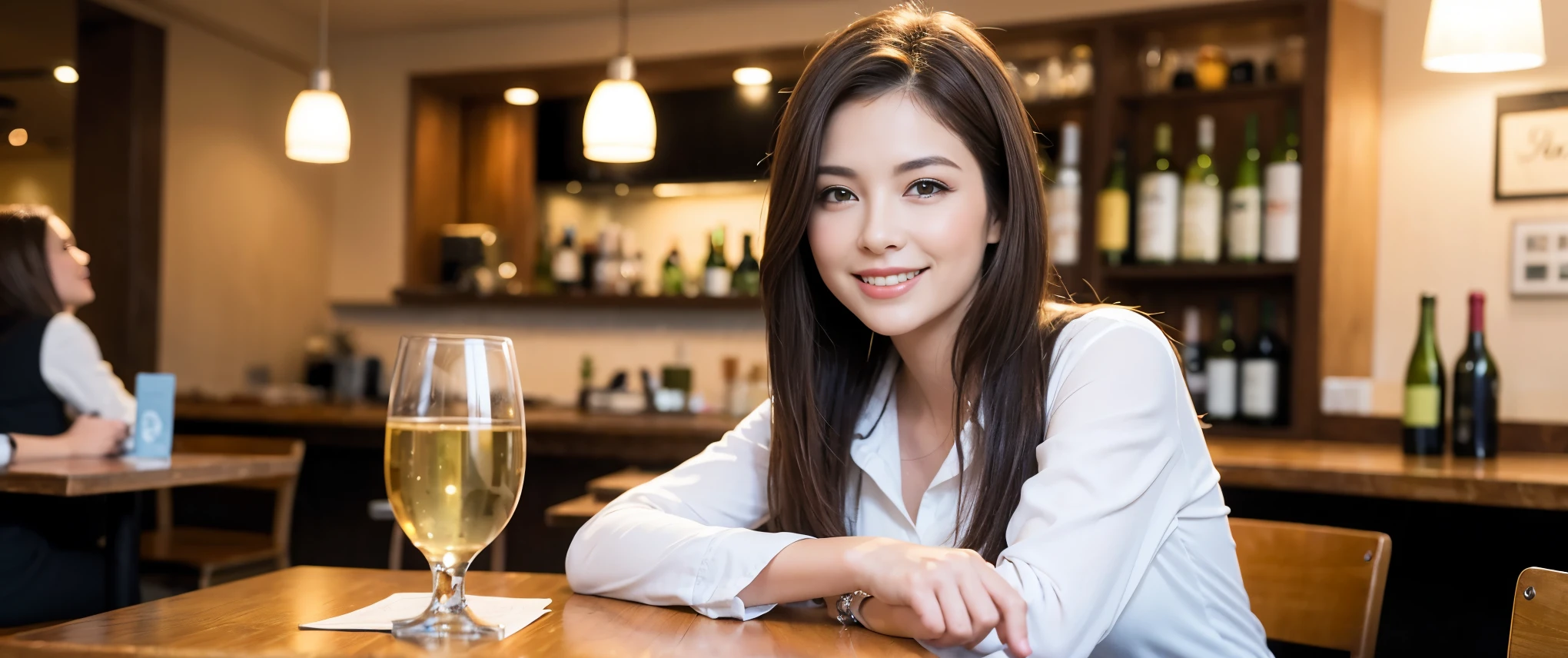 ((highest quality、8k、masterpiece:1.3))、1 male、1 female、Couple、spouse、Couple、Slim body、((Bob Hale、Straight hair:1.2)), (Realistic, Intricate details:1.2), Wine glass on the table、Shine light on your face、 Amazing view of the sunset sky and clouds、Amazing mountain views、A bright smile、The wonderfulness of smile、Bright image、The beauty of wine, Beautiful Face, blue eyes, The light shines on your face, Blushing, short hair,Bright Face、 (Age 37), 34 years old, red wine 、Appetizers、Italian food、Wine bottle、Champagne、sparkling wine、Two beauties、Brown Hair、Shortcuts、Long sleeve shirt、dress、Pretty Woman 1, (Slim face), (The body is slim), (Brown Hair), (Shortcuts), cheeks turn a little red,Attractive beauty、restaurant, In a prominent place (From the waist up) Nova Frog Style, actress, model, Upper Body, White wine, slim, wine glass, Wine glass placed in the center, smile, (smile: 1.15), Beautiful fine grain, Depth f/2,saturation, High Contrast, Strong light and shadow,Moist Body:1.5、3D texture、Delicate eyes、Brown Hair、The hair is very shiny、