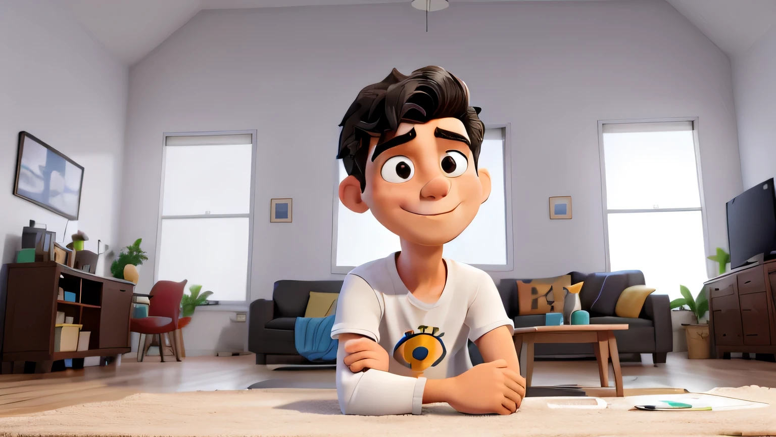 Obra-prima, de melhor qualidade, clouse up, A young homem with shoulder-length black hair, pele parda, no quarto de casa, casa jovem tecnologica