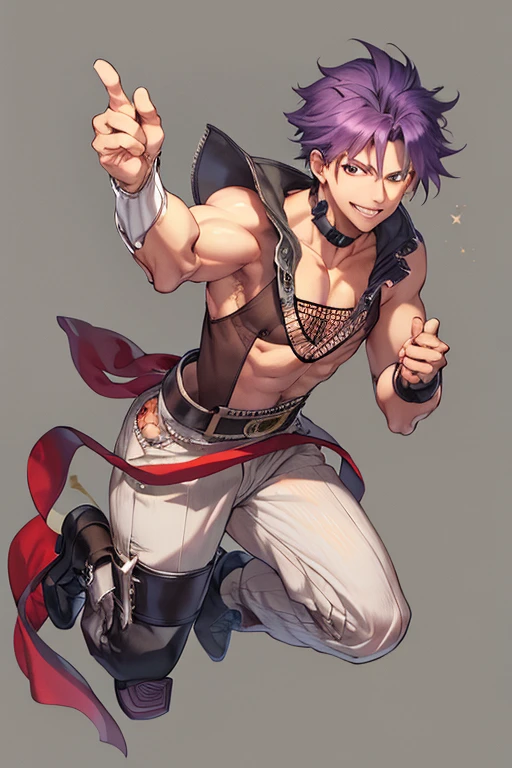 masterpiece, high resolution, best quality beautiful art rendered art well formed hands and fingers, full body, 1 man, solo, Chipp Zanuff, he wears an arm blade , smiling joyfully and brightly, looking at the viewer, he is in Mexico, he thumbs up to the viewer, mexican environment 