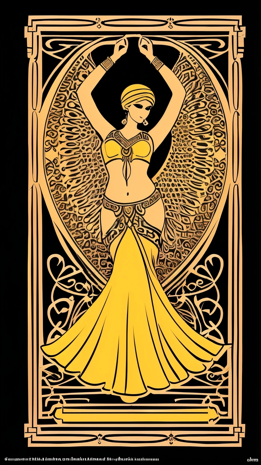 middle eastern,traaading card game back cover, belly dance style  . Symbol