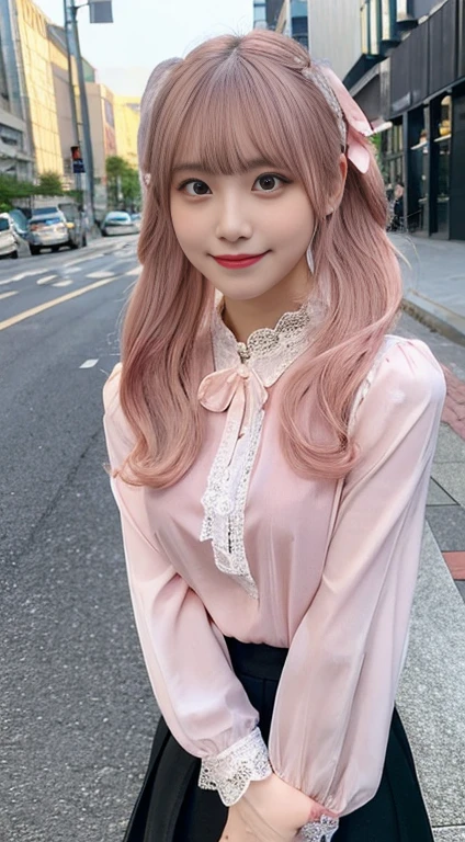 (nude :1.45),(Pink Hair :1.3),quality, Hello, extremely cute face, Very fine grain, Very fine hair, extremely cute, Very beautiful BREAK 1girl, Beautiful Face, cute, cute, Big eyes
(青White skin, White skin:1.2), (Purple eyes:1.2)
20-year-old, low length, Short hair with a slim waist, パステルPink Hair, Twin tails, Curly Hair, (Swept-apart bangs:1.3), Side Lock, Hair Ribbon, Black Ribbon, Lace ribbon, lace trim red eyeshadow, pink lips BREAK pink shirt, , jirai kei, Black Skirt, High Waist Skirt, black bow, bow, Long sleeve, choker, ribbon zip side combat boots
(pink blouse with lace:1.2)
Black tie ribbon lace trim legwear black knee socks absolute area BREAK outdoor, street, Shibuya 109 Rest Area
{Wicked Smile|Wicked Smile}