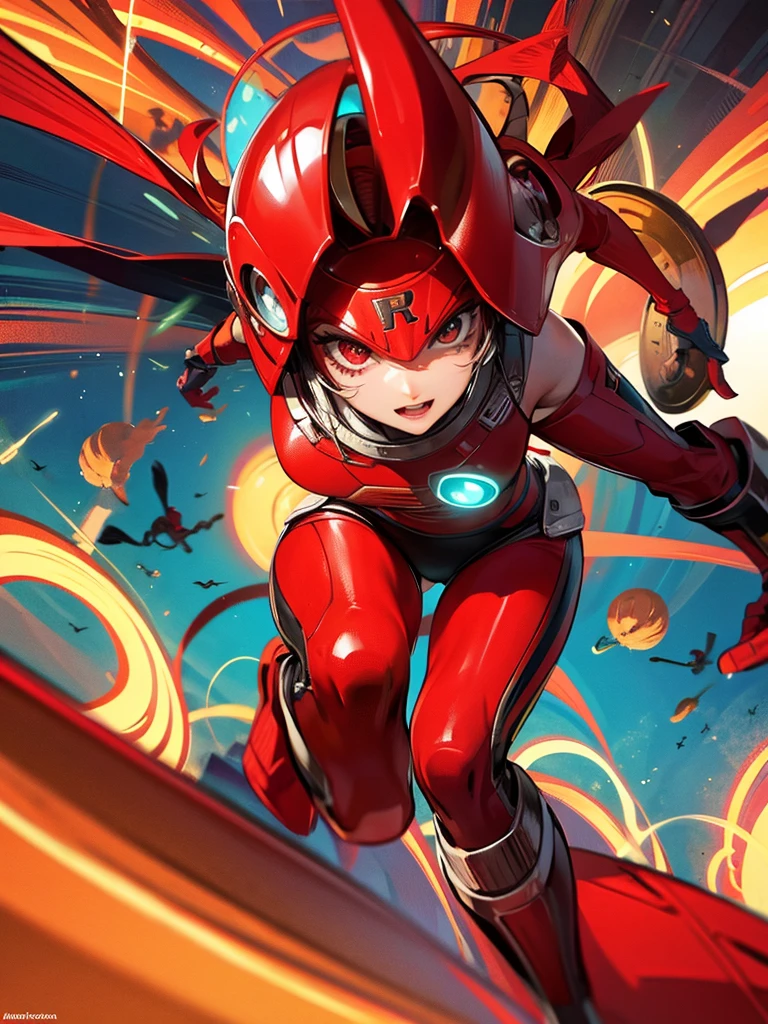 A alien red ant as a aztec superhero