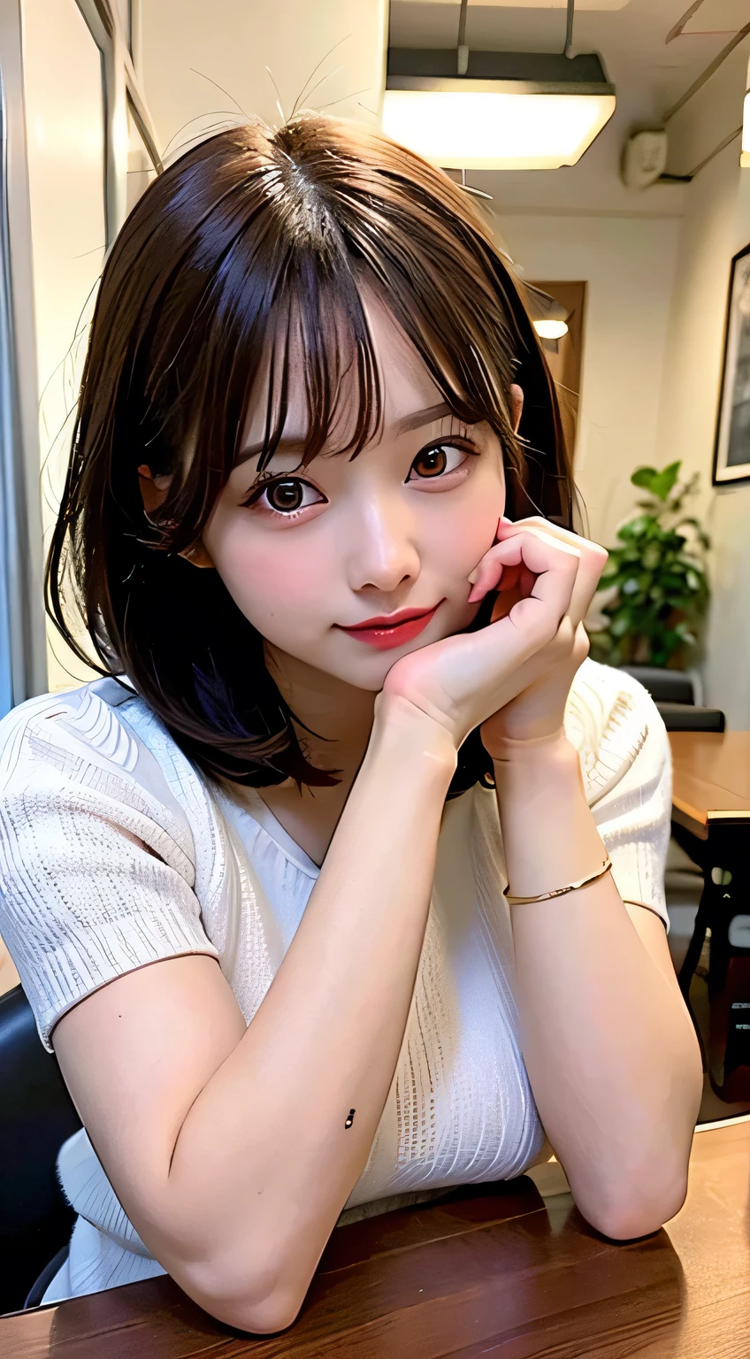 (8k, RAW Photos:1.2),Detailed face and eyes,最high quality, 超A high resolution, Very detailed ,Intricate details ,Tabletop ,pretty girl , Soft cinematic light, Hyper Detail,Sharp focus, high quality,Brown hair, Bobcut, outside, knit, mini skirt, panties, Peeking from below