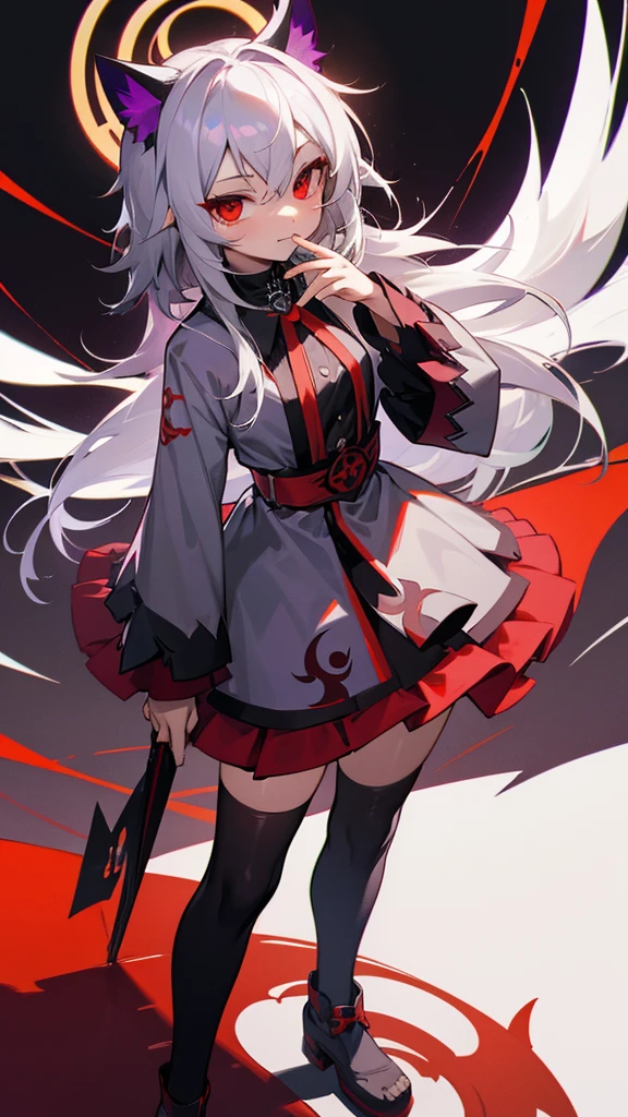 Highest quality I have long hair Gray Hair Sagume Rare God Feathered Red eyes I don't have anything vampire Odd Eye kind Miko costume Cat ear modern style