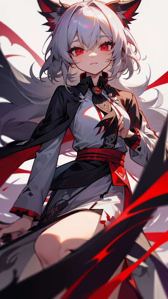 Highest quality I have long hair Gray Hair Sagume Rare God Feathered Red eyes I don't have anything vampire Odd Eye kind Miko costume Cat ear modern style