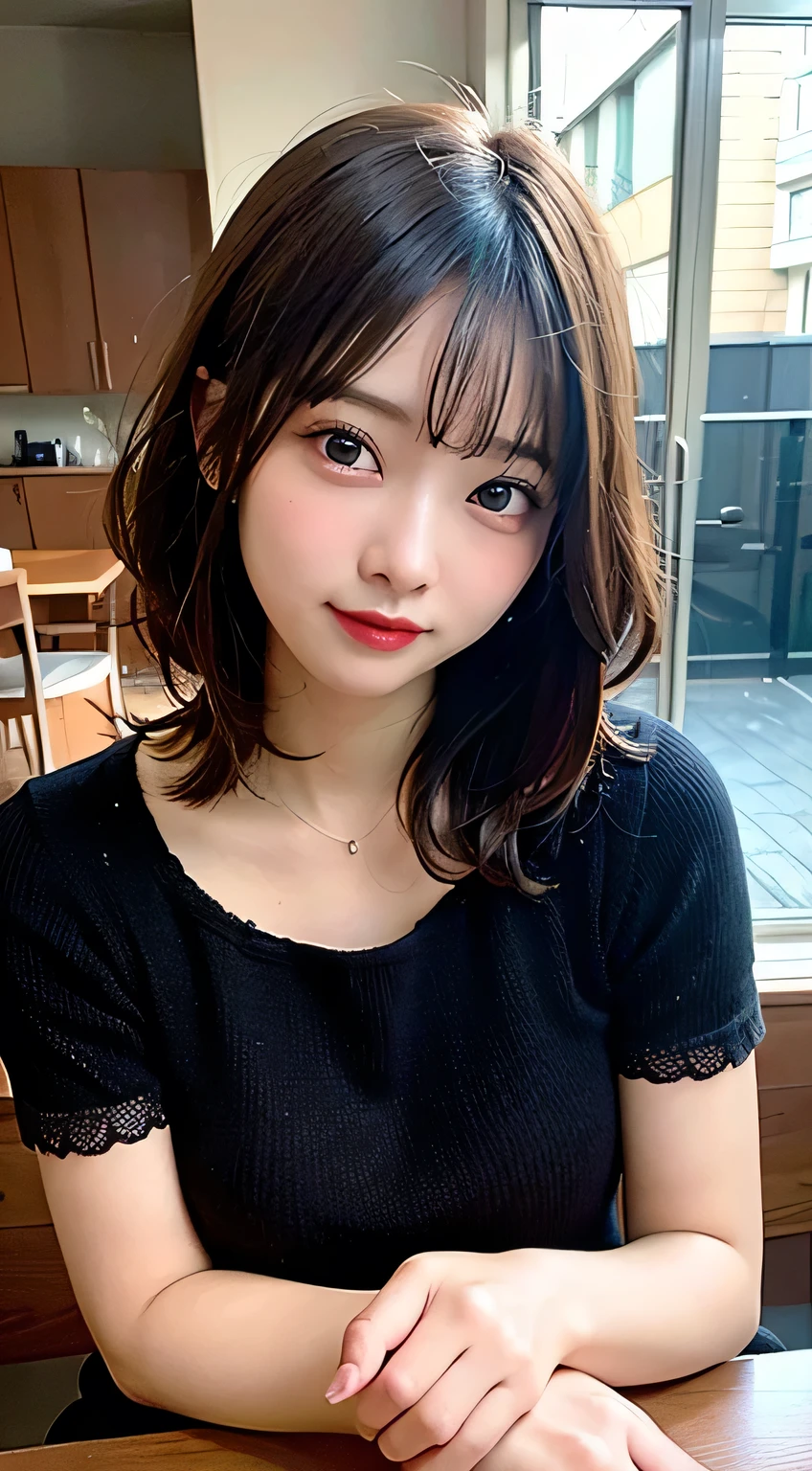 (8k, RAW Photos:1.2),Detailed face and eyes,最high quality, 超A high resolution, Very detailed ,Intricate details ,Tabletop ,pretty girl , Soft cinematic light, Hyper Detail,Sharp focus, high quality,Black-haired, Bobcut, outside, knit, mini skirt, panties, Peeking from below