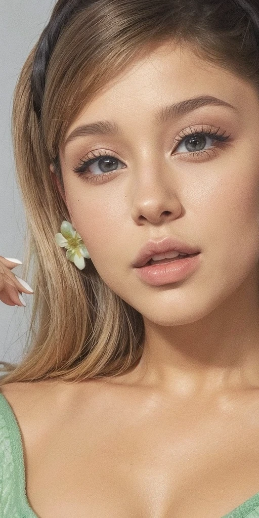 um close up de uma mulher com cabelos longos usando um vestido preto, Retrato de Ariana Grande, Ariana Grande, cabelo em rabo de cavalo baixo liso, Nice Poarch, Ariana Grande Fotografia, ariana grande as a sith, Cl, Ariana Grande em Star Wars, Pintura de Ariana Grande, inspired by Gina Pellón, pintura de retrato de ariana grande, Foto do perfil, suave em _ O pano de fundo