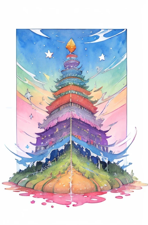 (Obra de arte, maximum quality, melhor qualidade,Watercolor (average),arte oficial, beautiful and aesthetic:1.2),(1 garota:1.3), (arte fractal:1.3),tronco, de lado, olhando para o espectador,standards,(rainbow colored hair,Colorida hair,cabelo meio azul e meio rosa:1.2),Water,liquid, nuvem,Colorida, estrelado,estrelas,