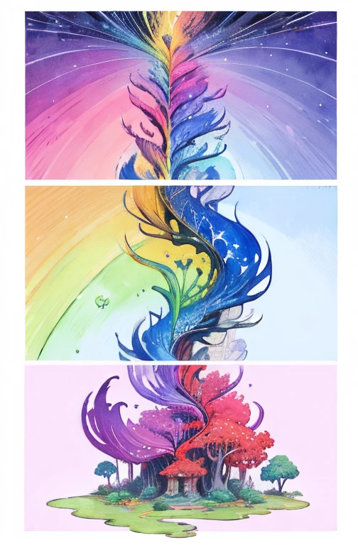 (Obra de arte, maximum quality, melhor qualidade,Watercolor (average),arte oficial, beautiful and aesthetic:1.2),(1 garota:1.3), (arte fractal:1.3),tronco, de lado, olhando para o espectador,standards,(rainbow colored hair,Colorida hair,cabelo meio azul e meio rosa:1.2),Water,liquid, nuvem,Colorida, estrelado,estrelas,