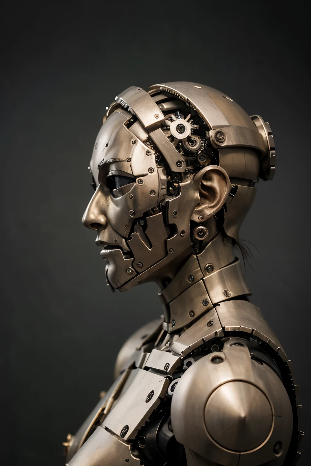 ((face)),((mechanical)),robot,(((metal mechanical face))),(((No skin))),Semi-profile,profile
,golden