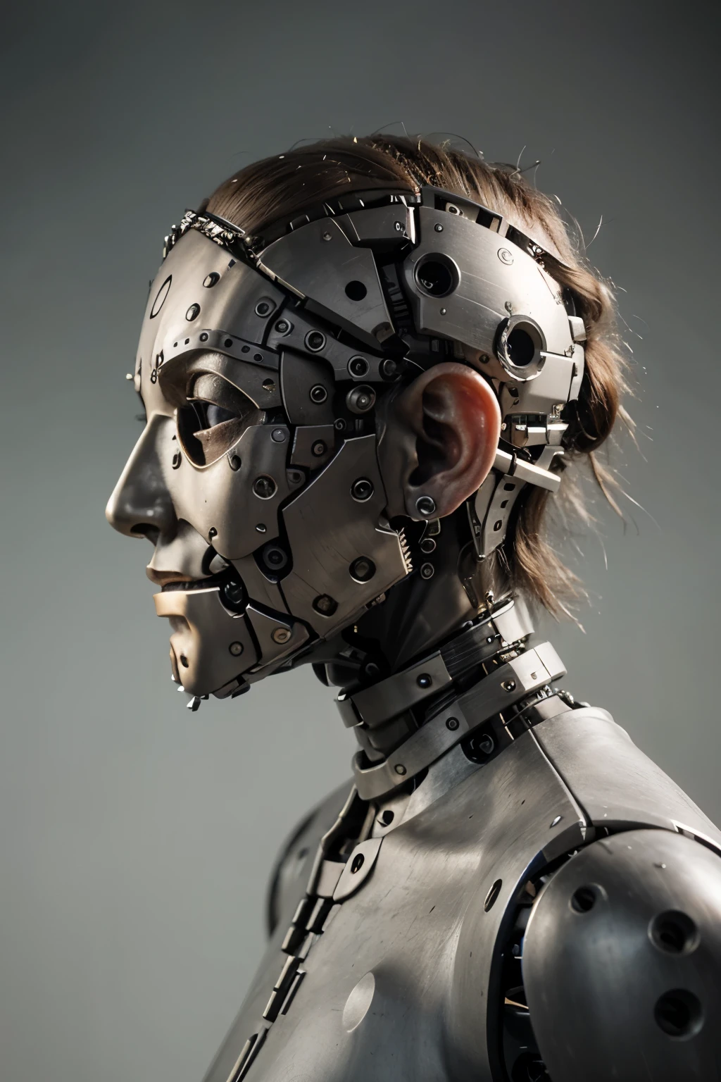 ((face)),((mechanical)),robot,(((metal mechanical face))),(((No skin))),Semi-profile,profile
,golden