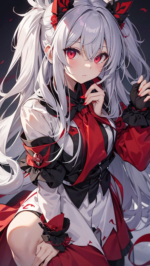 Highest quality I have long hair Gray Hair Sagume Rare God Feathered Red eyes I don't have anything vampire Odd Eye kind Miko costume Cat ear modern style