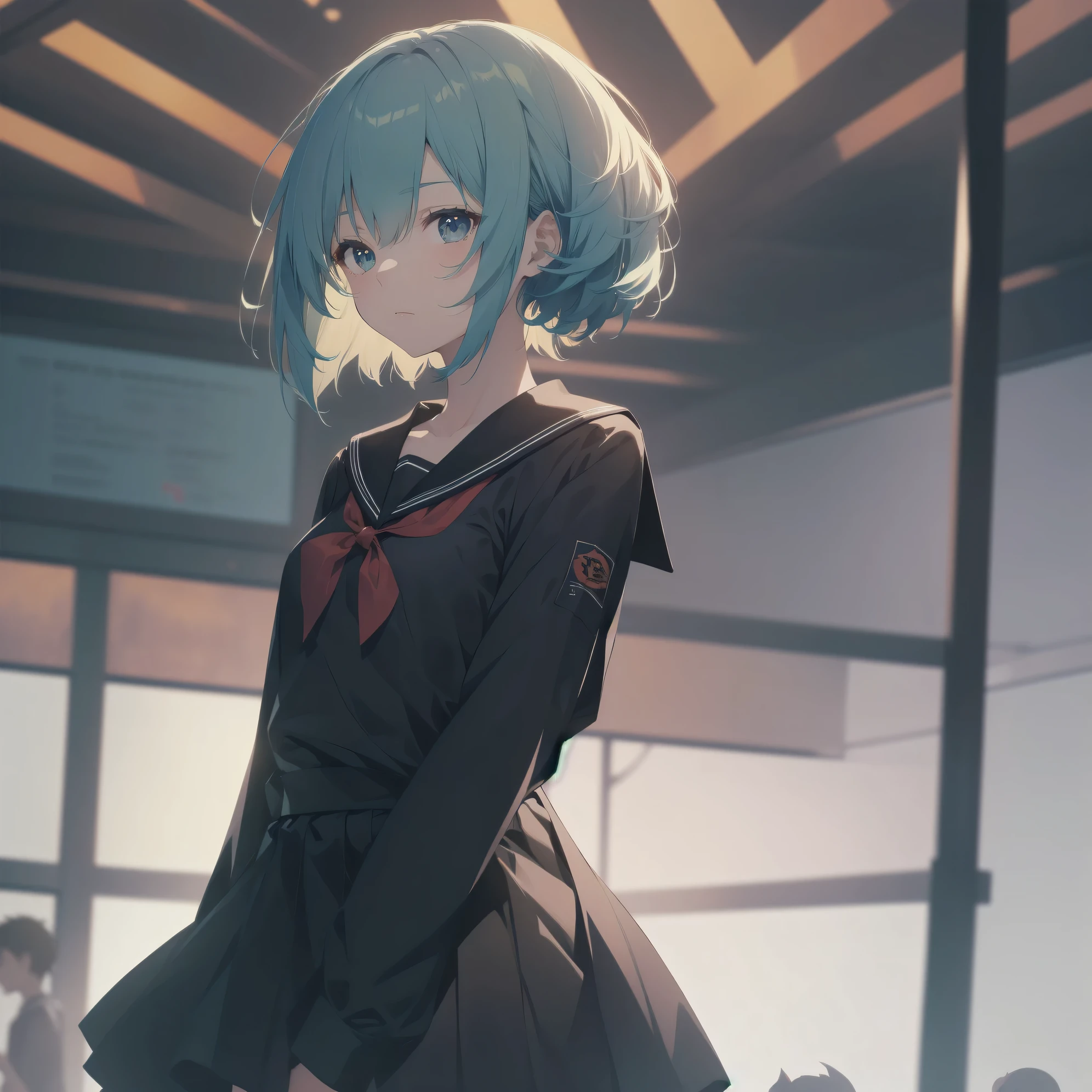 ultra-absurdres-Top quality by artist God, ultra-detailed, high resolution, anime moe artstyle, best anime 8k konachan wallpaper, pixiv contest winner, pool:2810, perfect anatomy,break, 1girl, (Please draw a girl walking sleepily to school alone. )break,(Solo,little female, 13-year-old:1.3),Full limbs, complete fingers,a junior high school student, (very short hair), short cut, flat chest, , small butt, small black eyes, beautiful detailed eyes, well-proportioned iris and pupils, expressive eyes, highres detailed hair, soft expression, salor school_uniform, sailor collar, serahuku, bow, pleated skirt,(Detailed Lighting), (Detailed background), in the School commute route. break,super detailed skin, Best cinematic lighting powered by famous artist, 8k,beauty illustration,photoshop_(medium),very aesthetic,break,((artist:nanashi_(nlo) )), artist:clamp ,artist:carnelian ,artist:kantoku ,
