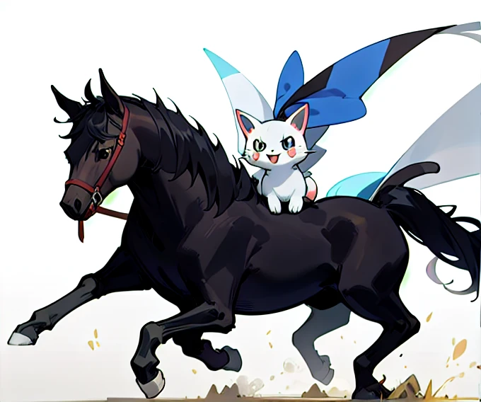 ,pokemon _(creature_), white background, solo,full body, ,easyEvolution, cute There are cats, horses and cute animals