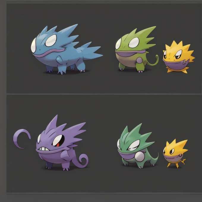 Monster characters sprites set in pokemen style,