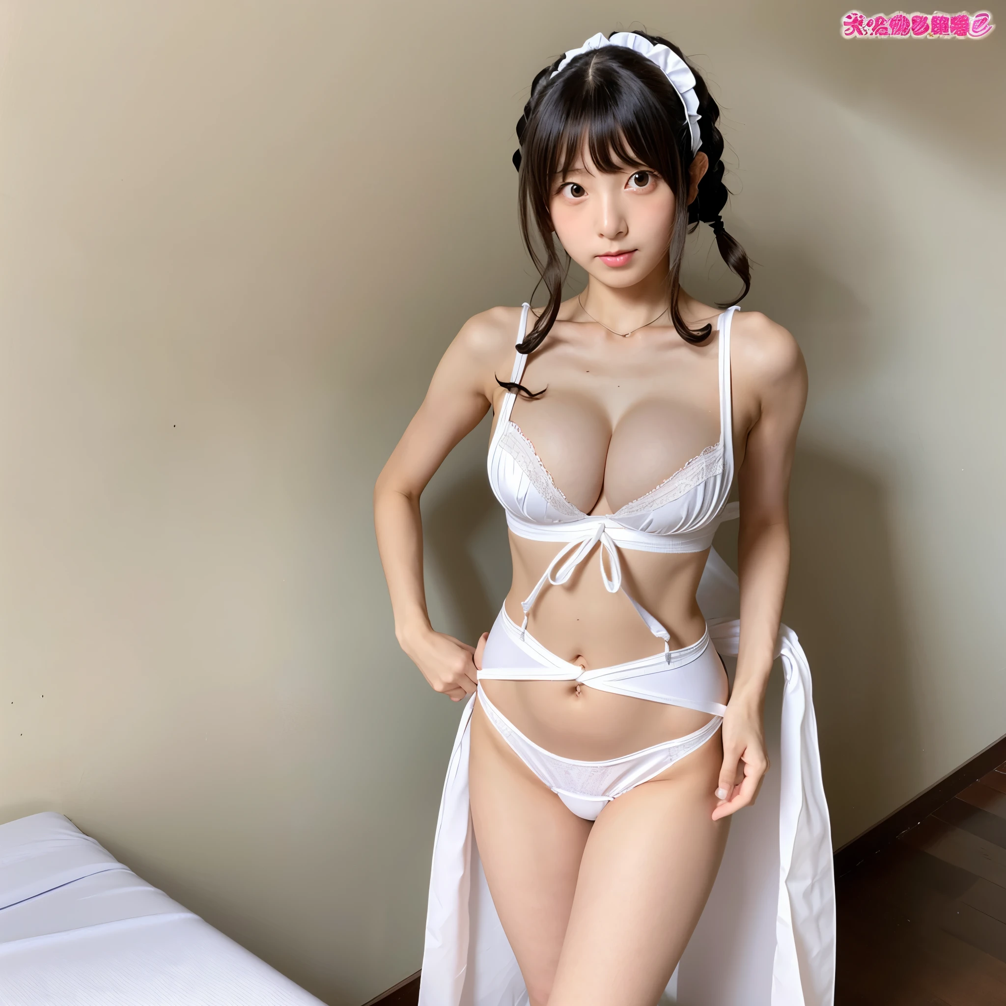 A cute face like a 15-year-old idol Maid clothes Cosplay Cleavage Medium bust White panties Place your arms behind your back bondage Arms tied Bound breasts In a dark room Natural light Are standing Cleavage Small Ass Tortoiseshell binding RAW Photos Genuine Genuine Real Stick High resolution RAW Photos