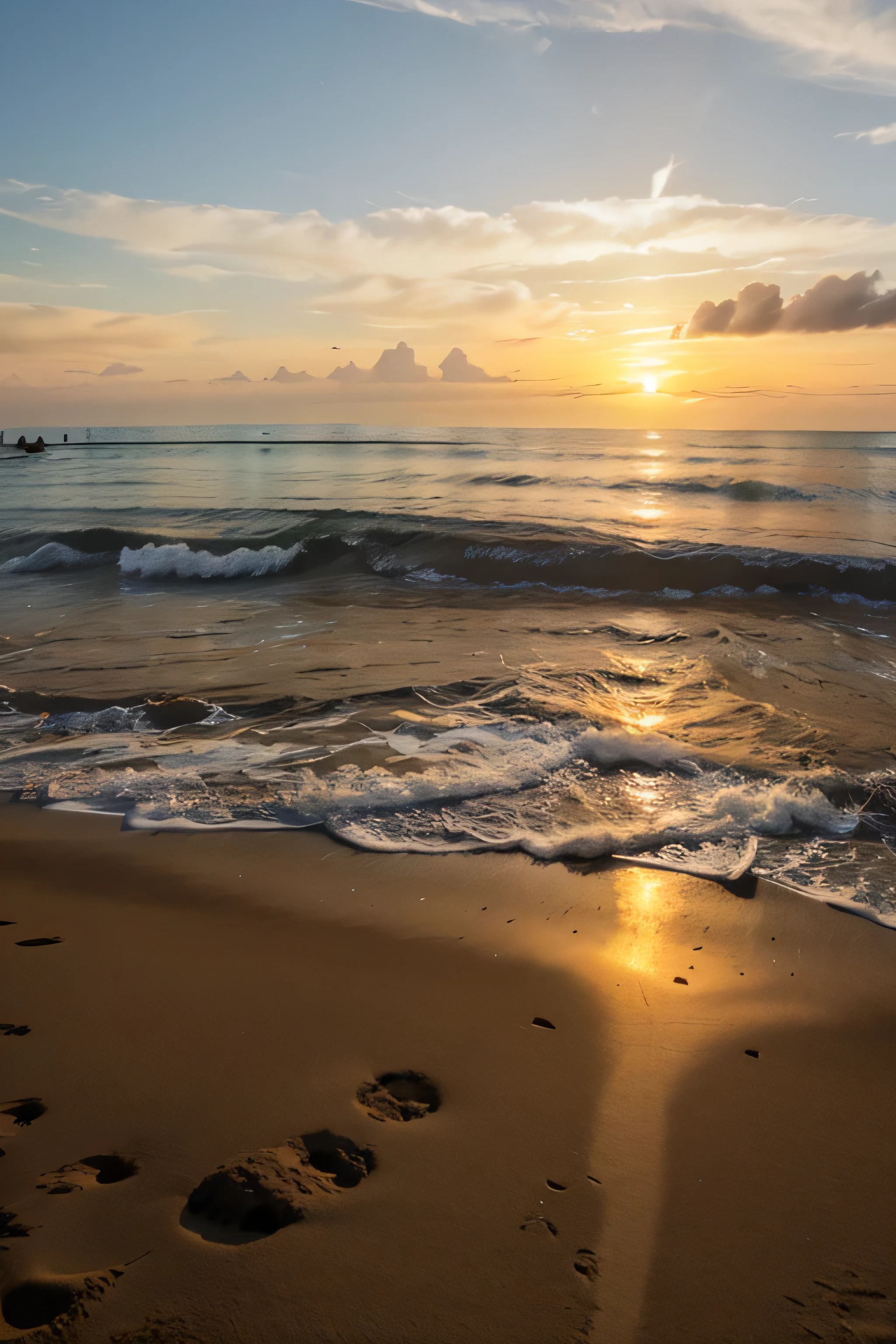 por do sol em uma praia linda