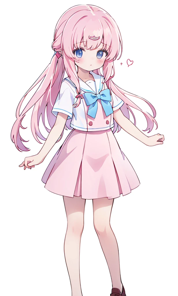 masterpiece, best quality, high resolution, aabeta, double, white simple background, standing, slim waist, cute, sailor uniform,  (PastelColors: 1.3)