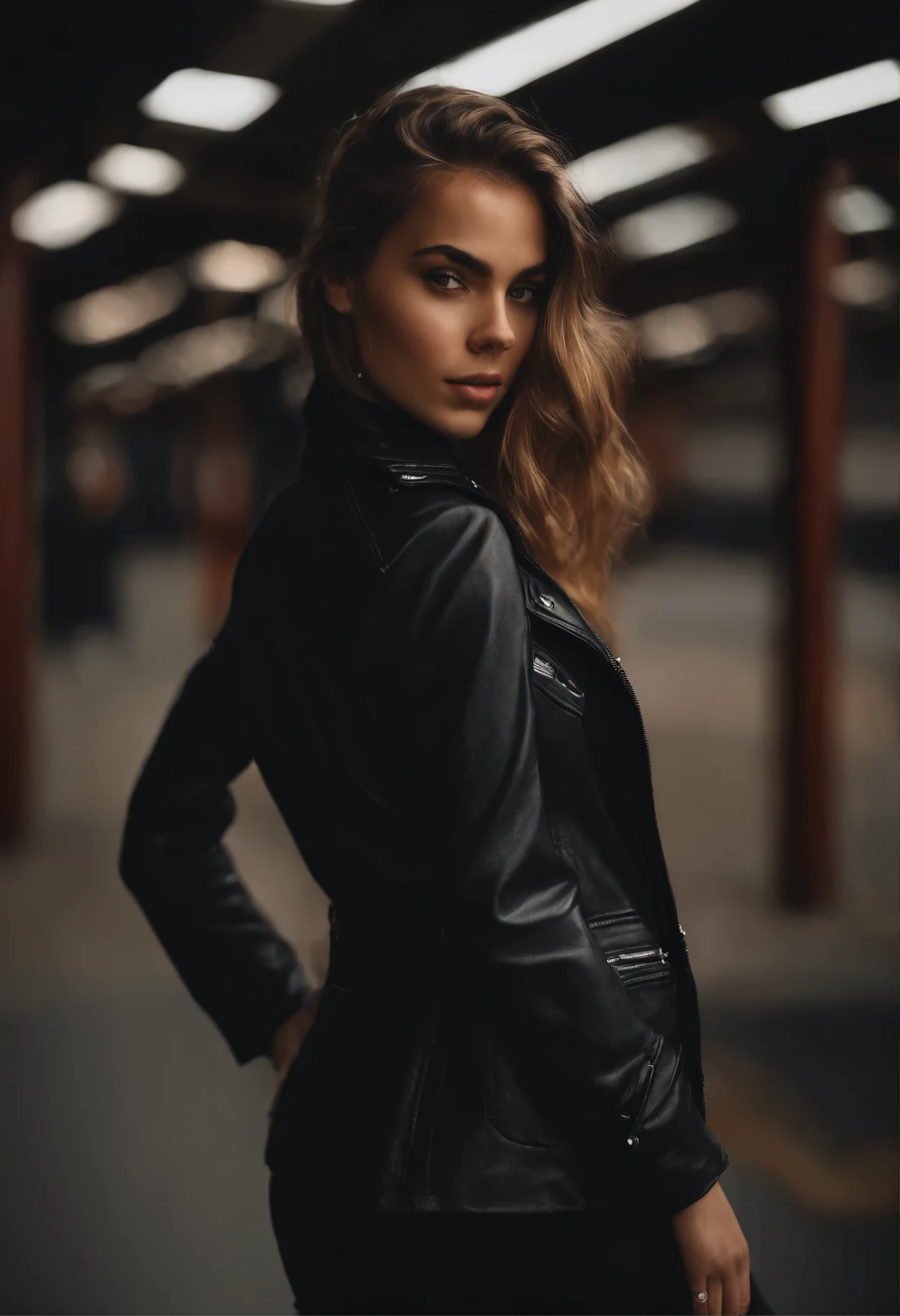 photograph of a 20 year old woman, cara perfecta, obra maestra, Bien, ropa interior, negro_Bien, chaqueta, negro_bragas desnuda