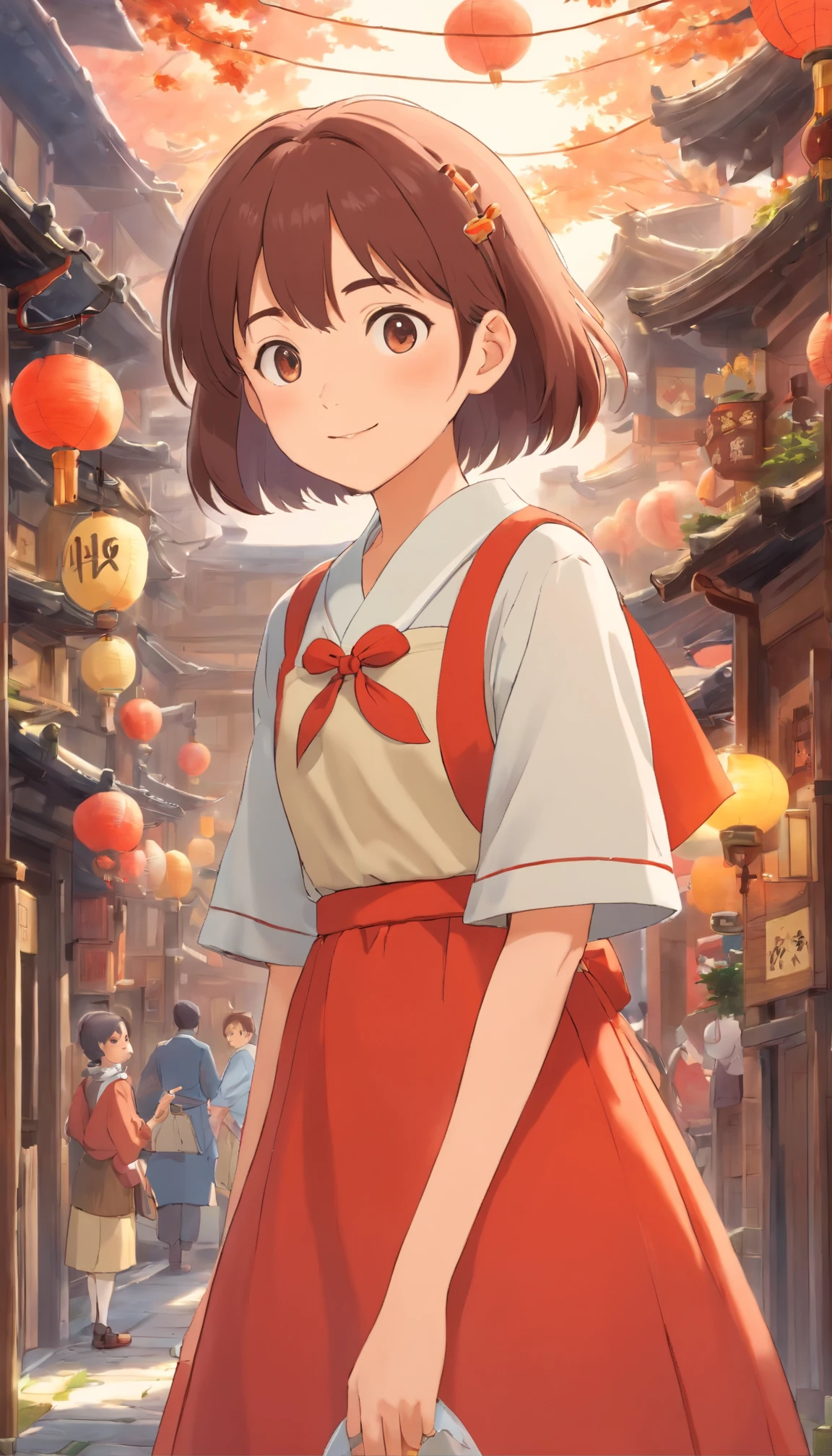 (Masterpiece: 1.5) 日本の神秘的な沖ノ島に立つ少女の見事なThe illustration is、Symbolizing unparalleled beauty and detail。(8k wallpaper:1.2) With a bright smile、Elegantly wear a blouse and layered skirt、Every feature is meticulously detailed.、Shows the artist&#39;s skill。(highest quality:1.2) The illustration is、It boasts ultra-realistic quality, like a photo taken with Unreal Engine.。(High Resolution:1.2) Dense Cross