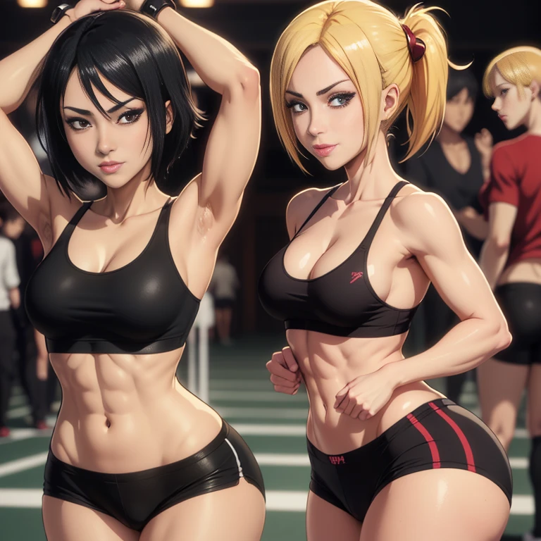  Alexis is a muscular fighter girl and a sadistic bully. (Bully Boxer Tomboy), in a black sports bra top and black tight shorts posing, seductive anime girl, attractive anime girl, thicc, sultry smirk, extremely detailed artgerm, teasing smile, anime moe artstyle, anime girls, anime girl, (anime girl), anime best girl, beautiful alluring anime woman, ecchi anime style, anime waifu, an anime girl, 