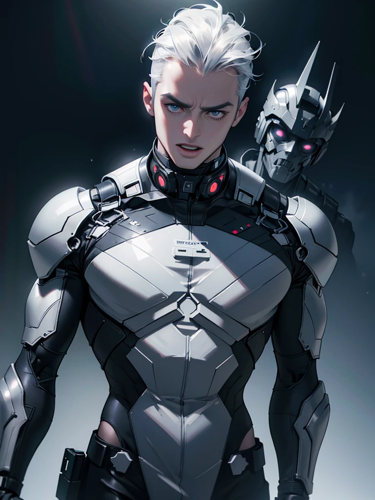 a highly detailed hyper realistic android man with a mechanical metal penis, extremely detailed, a human man with open mouth, intense sexual intercourse, two men, cinematic lighting, octane render, volumetric fog, studio lighting, 8k, photorealistic, intricate details, chiaroscuro lighting, dramatic colors, cinematic composition,Enjoying the entire human man