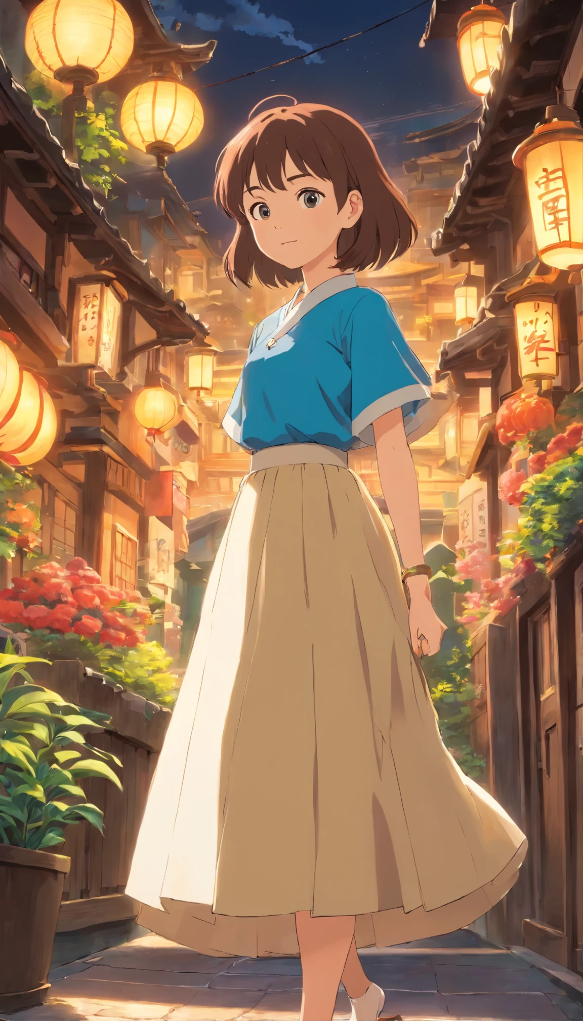 (Masterpiece: 1.5) 日本の神秘的な沖ノ島に立つ少女の見事なThe illustration is、Symbolizing unparalleled beauty and detail。(8k wallpaper:1.2) With a bright smile、Elegantly wear a blouse and layered skirt、Every feature is meticulously detailed.、Shows the artist&#39;s skill。(highest quality:1.2) The illustration is、It boasts ultra-realistic quality, like a photo taken with Unreal Engine.。(High Resolution:1.2) Dense Cross