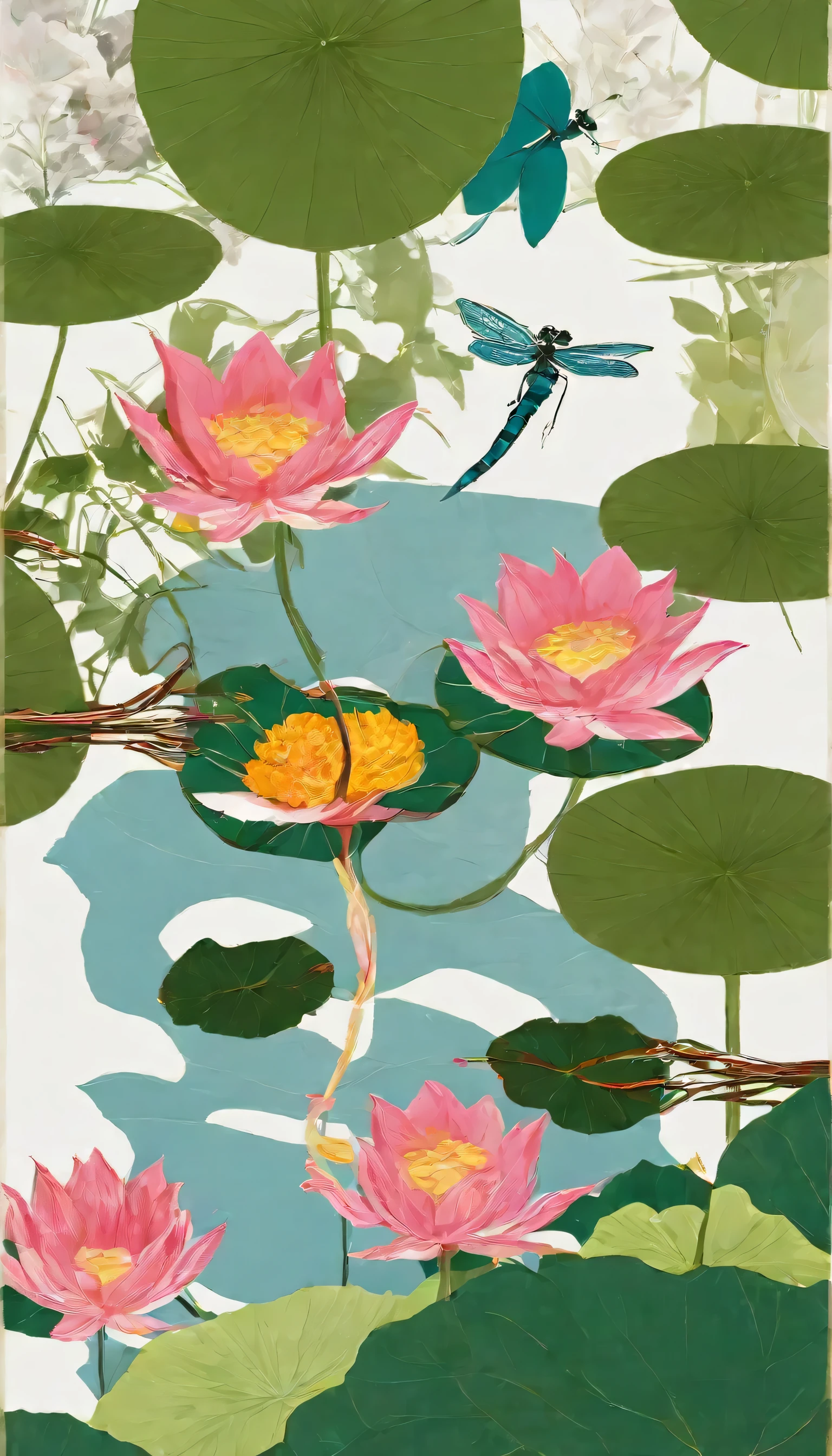 Lotus,Lotus Leaf,summer,dragonfly,Chinese style,