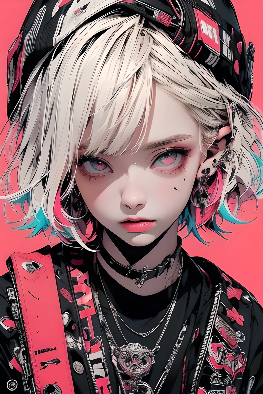 ((((dramatic))), (((gritty))), (((intense))) film poster featuring a young platinum white hair woman as the central character. She stands confidently in the center of the poster, wearing a stylish and edgy Harajuku-inspired hip hop outfit, with a determined expression on her face. The background is aesthetic atmospheric dark and gritty, with a sense of danger and intensity. The text is bold and attention-grabbing, with a catchy tagline that adds to the overall feeling of drama and excitement. The color palette is mainly dark with splashes of vibrant neon colors, giving the poster a dynamic and visually striking appearance,tachi-e
(magazine:1.3), (cover-style:1.3), fashionable, woman, vibrant, outfit, sexy seductive posing, front, colorful, dynamic, background, elements, confident, expression, holding, statement, accessory, majestic, coiled, around, touch, scene, text, cover, bold, attention-grabbing, title, stylish, font, catchy, headline, larger, striking, modern, trendy, focus, fashion,