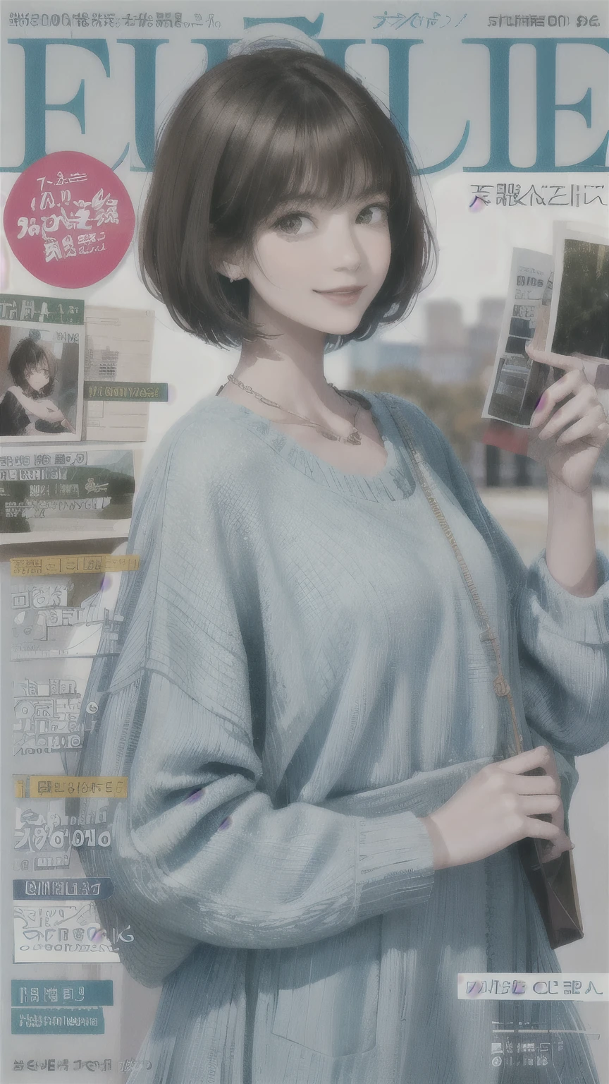232 20-year-old female, short hair, Magazine Cover, A kind smile