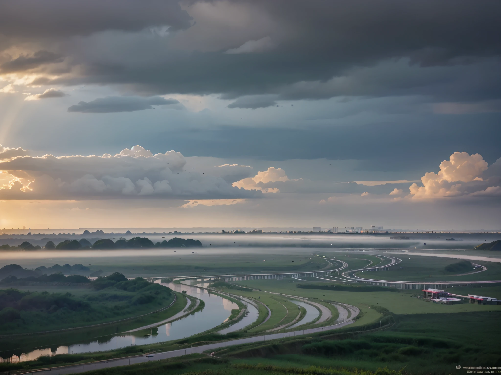 early morning,this &Quote;Tyndall effect&Quote; Appeared over Qionghai National Wetland Park in Xichang City, Liangshan Prefecture after the rain