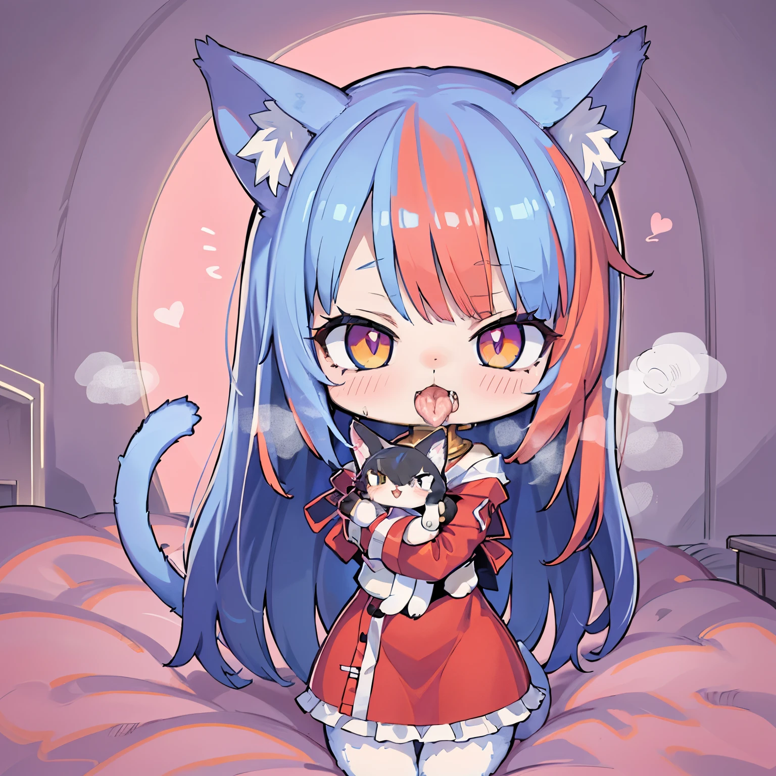 (AHEGAO) anime girl with blue hair and cat ears holding a black cat, cute anime catgirl, anime catgirl, anime moe artstyle, anime girl with cat ears, holo is a wolf girl, cute!! chibi!!! catgirl, beautiful anime catgirl, nekomimi, very beautiful anime cat girl, anime cat, holo if a wolf girl (NSFW)