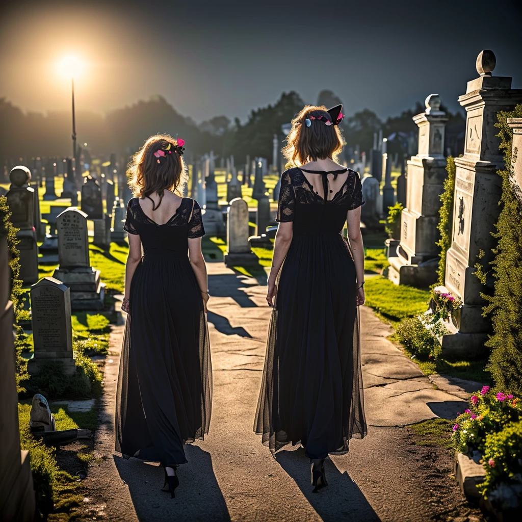 a lovely woman, wynona ryder (age 20), sheer black billowing summer dress, wearing cat ears, walking through a cemetery on a moonlit night, black cat nearby, intricate details, cinematic lighting, ethereal, dreamlike, moody, atmospheric, dark fantasy, gothic, dramatic, romantic, beautiful, elegant, graceful, serene, melancholic, (best quality,4k,8k,highres,masterpiece:1.2),ultra-detailed,(realistic,photorealistic,photo-realistic:1.37),HDR,UHD,studio lighting,ultra-fine painting,sharp focus,physically-based rendering,extreme detail description,professional,vivid colors,bokeh