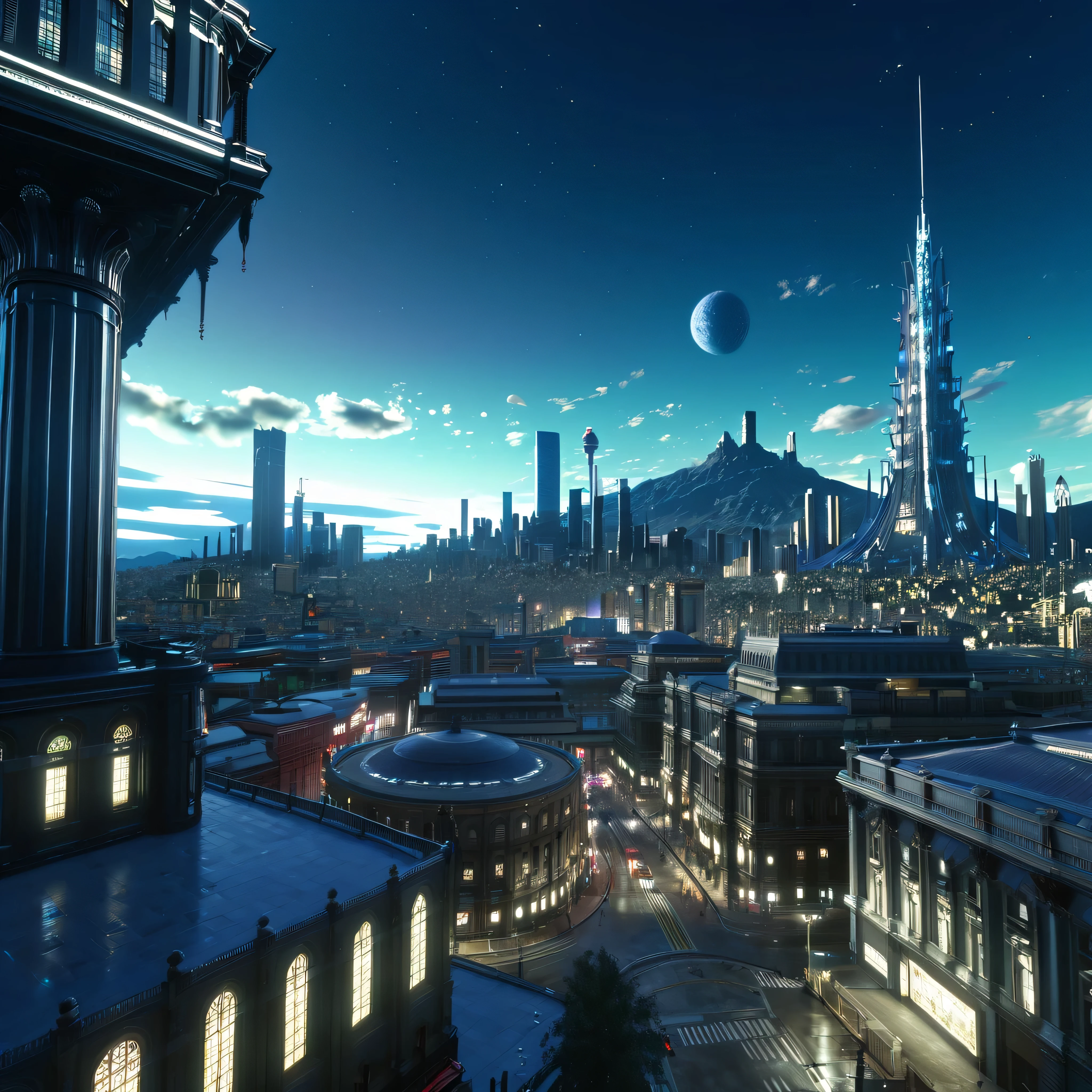 Insomnia,Final Fantasy xv, a very detailed, very realistic city with colossal buildings, enclosing in full HD, square enix final fantasy,Surrealism, drop shadow, anaglyph, stereogram, tachi-e, pov, atmospheric perspective, depth of field, chiaroscuro, motion blur, sparkle, 8k, super detail, best quality, UHD, masterpiece, anatomically correct, high quality, award winning, 8k, high details, accurate
