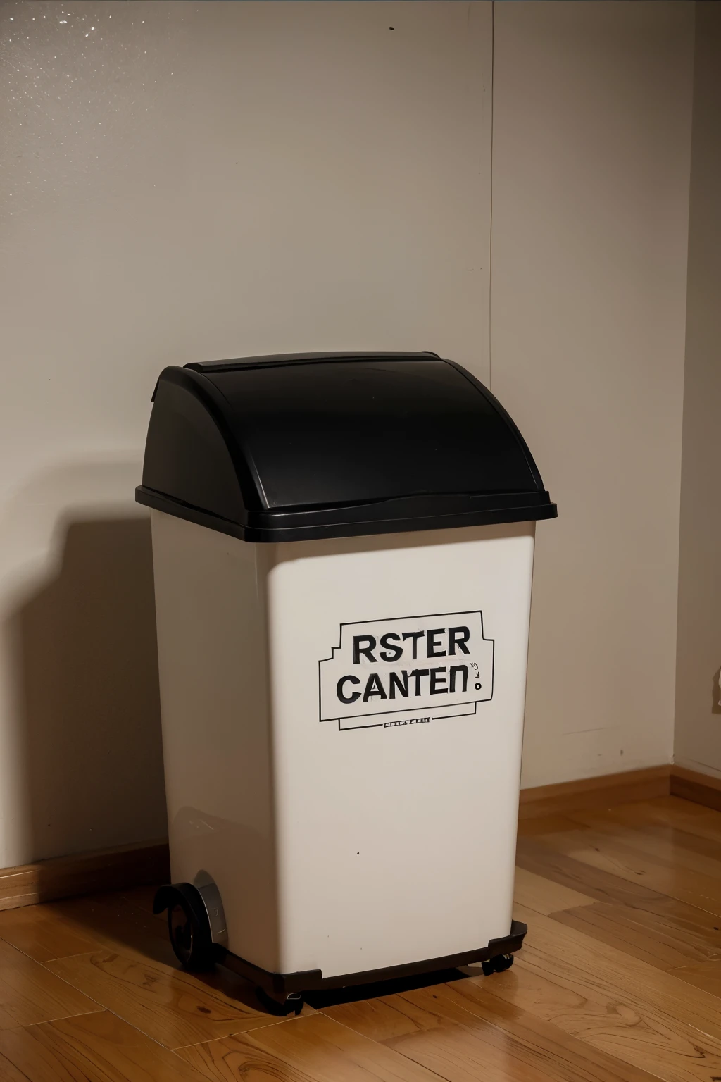 Drawing of a trash can with a sign in hand writing:-lixo e aqui dentro