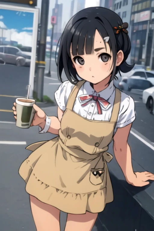 1girl, Subtle details, mini skirt, round face, Cafe