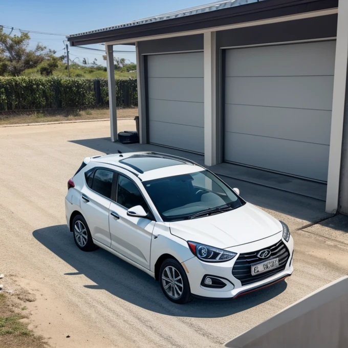 Creta branco da Hyundai na garagem de casa
