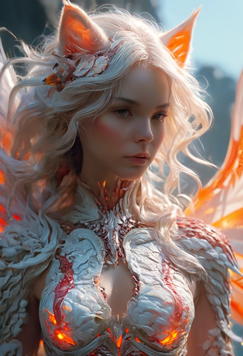 (best quality,4k,8k,highres,masterpiece:1.2), ultra-detailed, (realistic,photorealistic,photo-realistic:1.37), female creature, otherworldly, Lovecraftian, chitinous skin, bioluminescent patterns, somber color palette, eerie lighting.(NSFW:1.4), white, blue, orange, very sharp long red claws, She has bioluminescent all over her body. ??????,(NSFW:1.5), fractal, tangle, entangle, zentangle