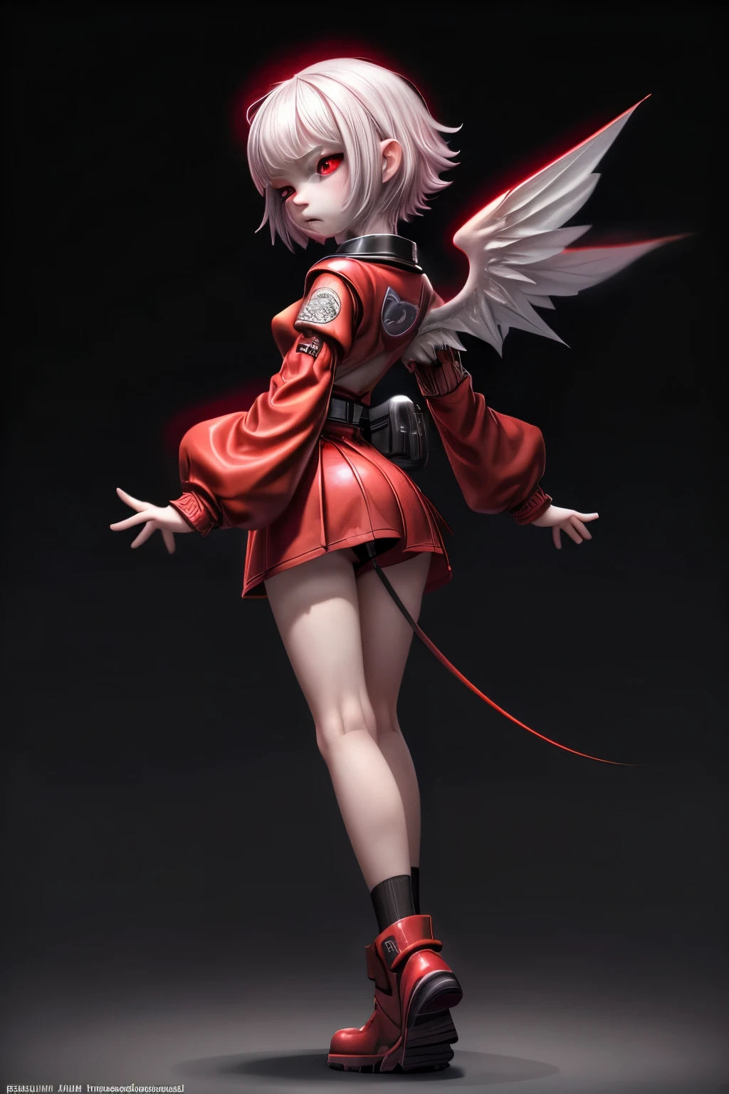 appearence a  girl,red eyes,albino,calm,quiet,cute,pretty,full body,looking ahead,short hair combed back,red outfit,black short,fantasy art 8k,masterpiece,score_9,score_8,score_7,score_8_up,score_7_up,score_6_up, game_Lunaflame_Pony_XL:0.9>
pmmkr2024, best quality, trending on artstation